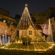 TheDisplayOutlet 28ft Christmas Tree Lights for Flag Pole 20'Hx26'D Warm White, 28ft Light with Pole Image