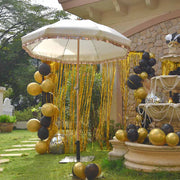 TheDisplayOutlet Patio Umbrella Tilt Wooden 6ft 8-Rib with Sequin Jazz, Beige+Gold Sequin Image