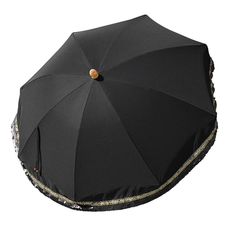 TheDisplayOutlet Patio Umbrella Canopy 6ft 8-Rib Jazz, Black+Black Sequin Image