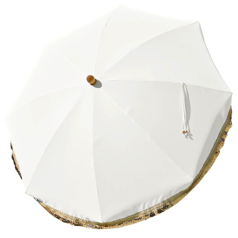 TheDisplayOutlet Patio Umbrella Canopy 6ft 8-Rib Jazz, Beige+Gold Sequin Image