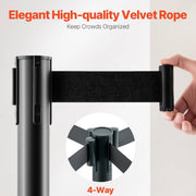 TheDisplayOutlet 35.4" Crowd Control Stanchion Post with Retractable Belt 6ct. Image