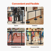 TheDisplayOutlet 35.4" Crowd Control Stanchion Post with Retractable Belt 6ct. Image