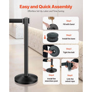 TheDisplayOutlet 35.4" Crowd Control Stanchion Post with Retractable Belt 6ct. Image