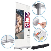 TheDisplayOutlet 33"x79" Roll Up Retractable Aluminum Banner Stand Image