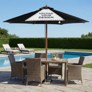 TheDisplayOutlet Custom Printed Outdoor Market Umbrella Wooden 9ft 8-Rib Image