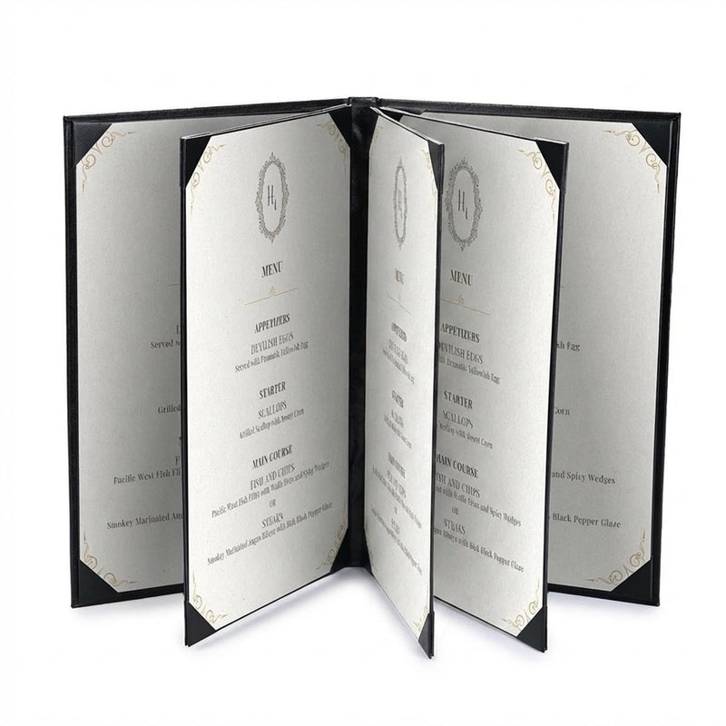 TheDisplayOutlet Custom Menu Covers PU Leather 8.5x14, 8-View(5ct.) Image
