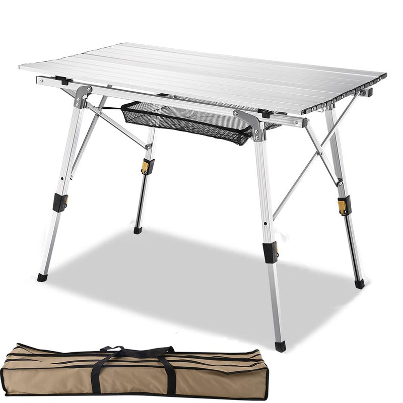 Folding Camping Table Roll Up Aluminum Adjust Height 35