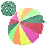 Beach Umbrella w/ Sand Anchor Rainbow 8ft Tilt