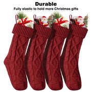 Knitted Christmas Stockings Set(4) Red Handmade Stockings 18in